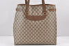 Authentic GUCCI Vintage Shoulder Tote Bag GG PVC Leather Brown 2334K