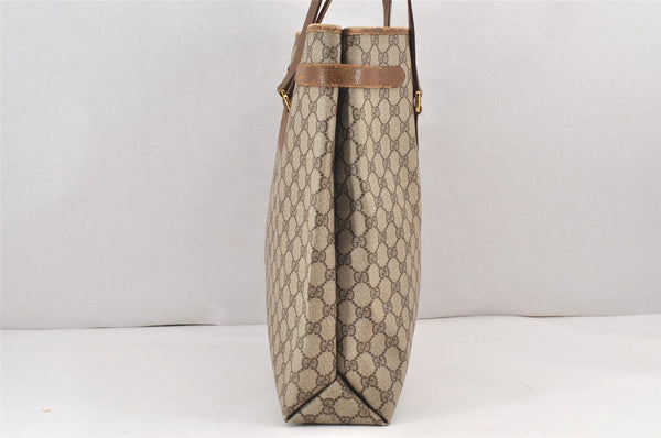 Authentic GUCCI Vintage Shoulder Tote Bag GG PVC Leather Brown 2334K