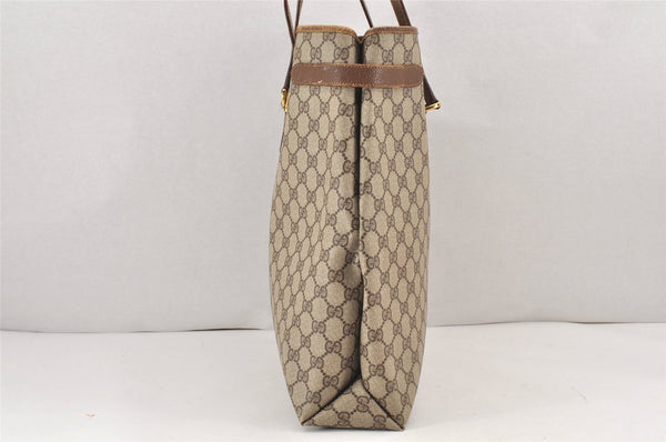 Authentic GUCCI Vintage Shoulder Tote Bag GG PVC Leather Brown 2334K