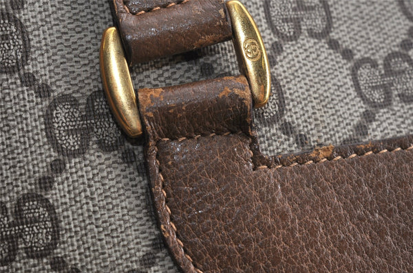 Authentic GUCCI Vintage Shoulder Tote Bag GG PVC Leather Brown 2334K
