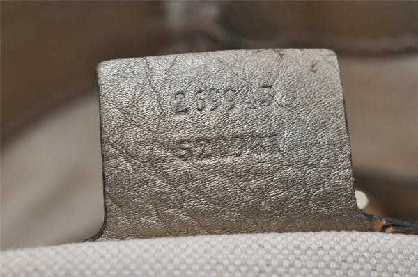 Authentic GUCCI Bamboo Bella Shoulder Bag GG Canvas Leather 269945 Brown 2336I