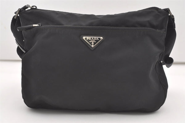 Authentic PRADA Nylon Tessuto Leather Shoulder Cross Body Bag Purse Black 2337J