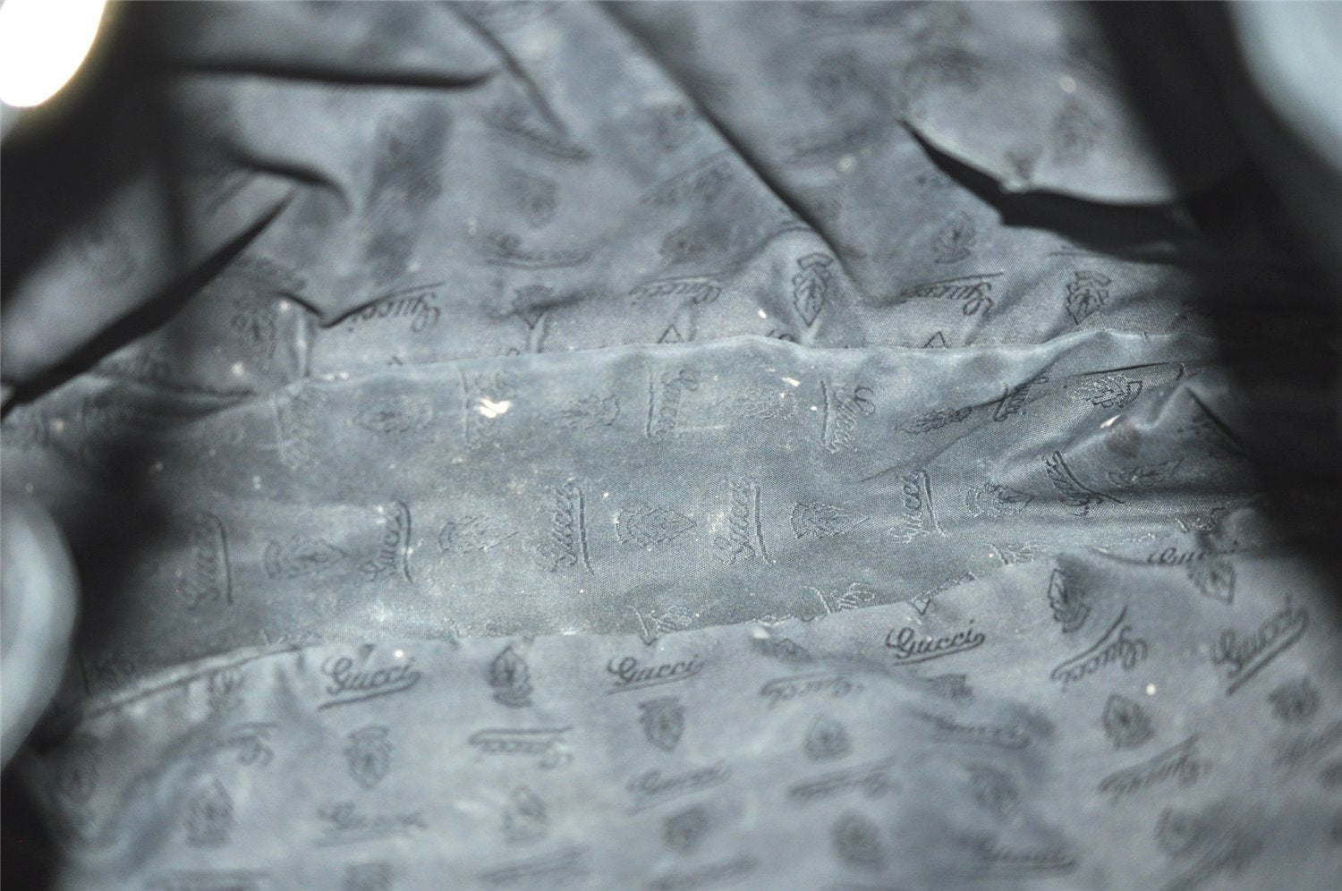 Authentic GUCCI Guccissima Charlotte Shoulder Bag GG Leather 203503 Black 2340I