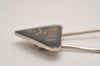 Authentic PRADA Vintage Metal Logo Key Ring Charm Silver Plating Black 2341J