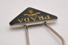 Authentic PRADA Vintage Metal Logo Key Ring Charm Silver Plating Black 2341J