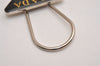 Authentic PRADA Vintage Metal Logo Key Ring Charm Silver Plating Black 2341J