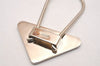 Authentic PRADA Vintage Metal Logo Key Ring Charm Silver Plating Black 2341J