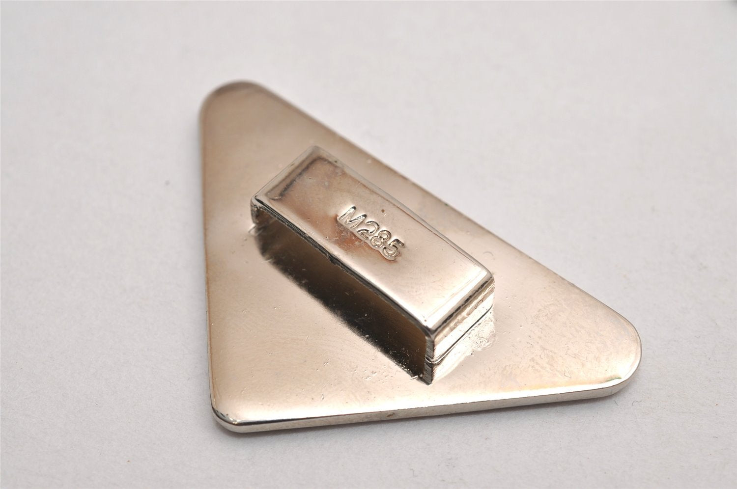 Authentic PRADA Vintage Metal Logo Key Ring Charm Silver Plating Black 2341J