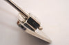 Authentic PRADA Vintage Metal Logo Key Ring Charm Silver Plating Black 2341J