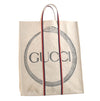 Authentic GUCCI Ouroboros Logo Tote Hand Bag Canvas 484690 White 2341K