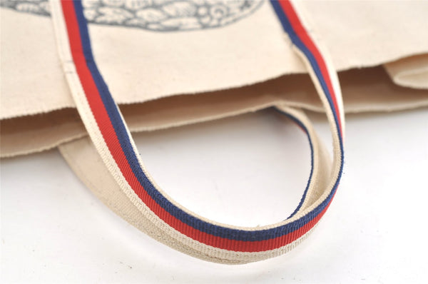 Authentic GUCCI Ouroboros Logo Tote Hand Bag Canvas 484690 White 2341K