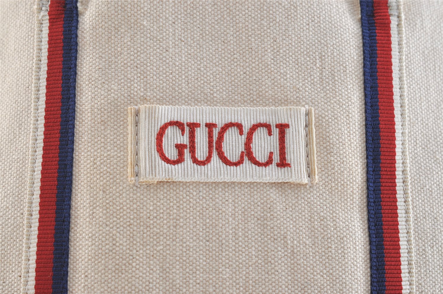 Authentic GUCCI Ouroboros Logo Tote Hand Bag Canvas 484690 White 2341K