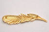 Authentic Christian Dior Rhinestone Feather Motif Brooch Gold Tone CD Box 2342J