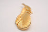 Authentic Christian Dior Rhinestone Feather Motif Brooch Gold Tone CD Box 2342J