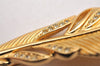 Authentic Christian Dior Rhinestone Feather Motif Brooch Gold Tone CD Box 2342J