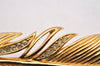 Authentic Christian Dior Rhinestone Feather Motif Brooch Gold Tone CD Box 2342J