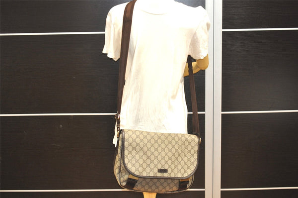 Authentic GUCCI Shoulder Cross Body Bag GG PVC Leather 201732 Brown 2343I