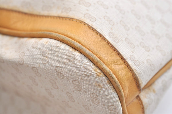Authentic GUCCI Micro GG PVC Leather Shoulder Cross Drawstring Bag Beige 2343K