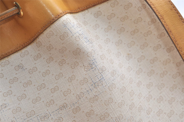 Authentic GUCCI Micro GG PVC Leather Shoulder Cross Drawstring Bag Beige 2343K