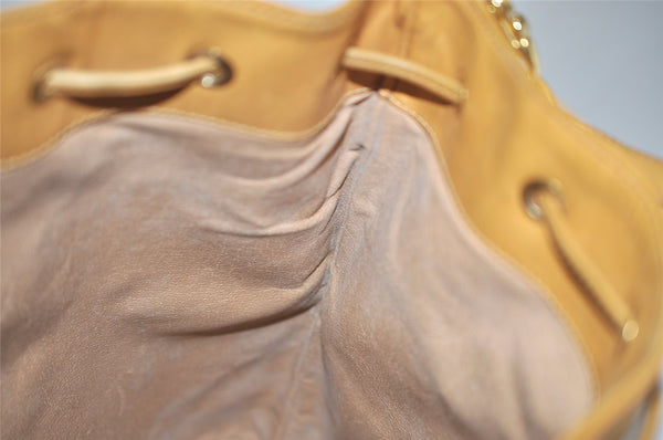 Authentic GUCCI Micro GG PVC Leather Shoulder Cross Drawstring Bag Beige 2343K