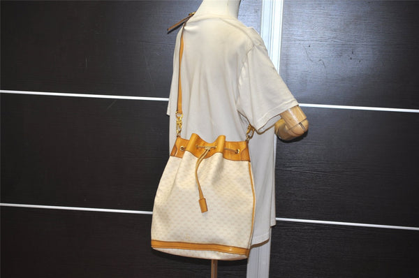 Authentic GUCCI Micro GG PVC Leather Shoulder Cross Drawstring Bag Beige 2343K
