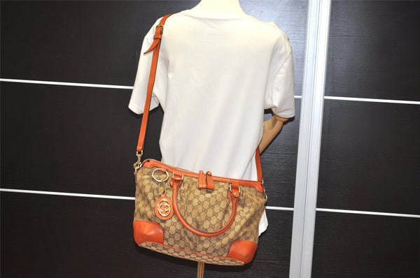 Authentic GUCCI Sukey 2Way Tote Hand Bag GG Canvas Leather 247902 Brown 2344I