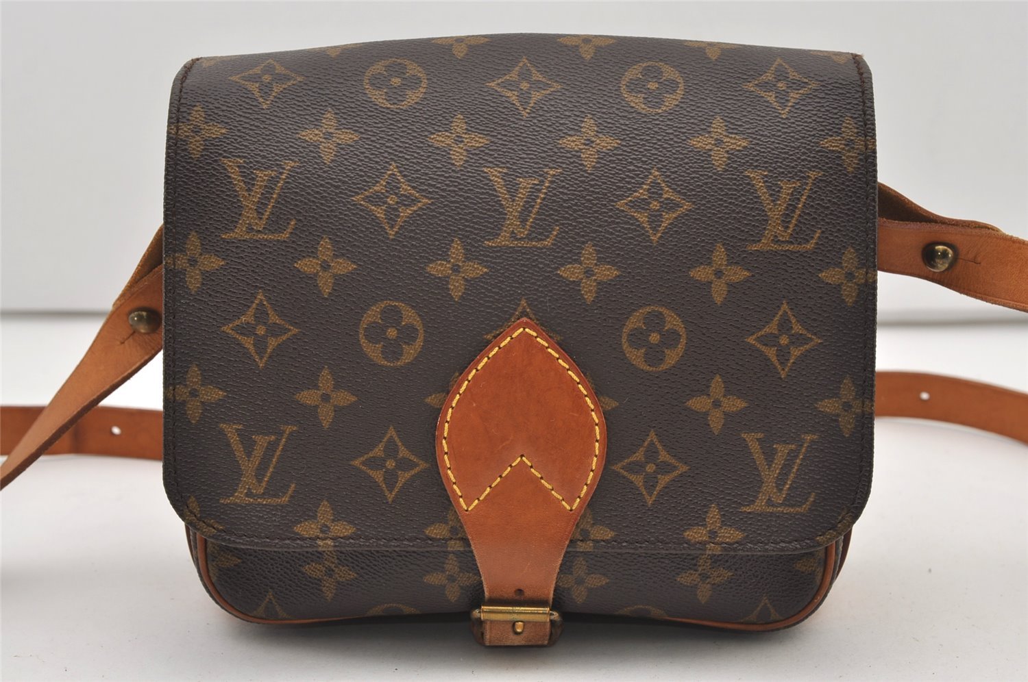 Authentic Louis Vuitton Monogram Cartouchiere MM M51253 Shoulder Cross Bag 2345J