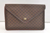Authentic CELINE Macadam Blason Pattern Clutch Bag Purse PVC Leather Brown 2349K