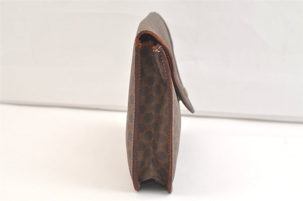 Authentic CELINE Macadam Blason Pattern Clutch Bag Purse PVC Leather Brown 2349K