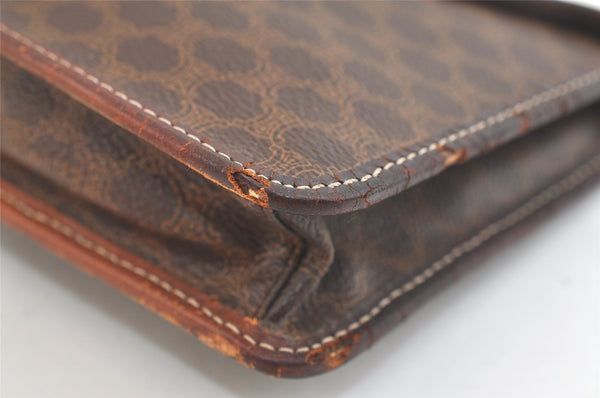 Authentic CELINE Macadam Blason Pattern Clutch Bag Purse PVC Leather Brown 2349K