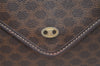 Authentic CELINE Macadam Blason Pattern Clutch Bag Purse PVC Leather Brown 2349K