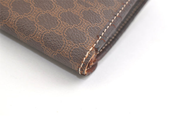 Authentic CELINE Macadam Blason Pattern Clutch Bag Purse PVC Leather Brown 2349K