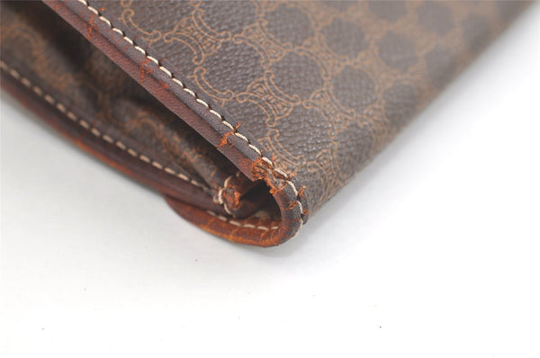Authentic CELINE Macadam Blason Pattern Clutch Bag Purse PVC Leather Brown 2349K