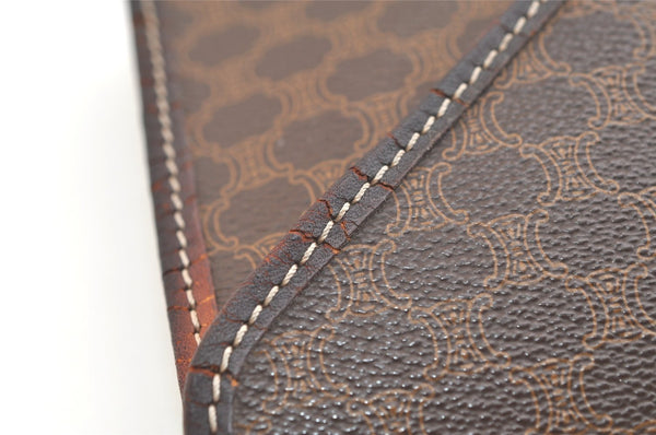 Authentic CELINE Macadam Blason Pattern Clutch Bag Purse PVC Leather Brown 2349K