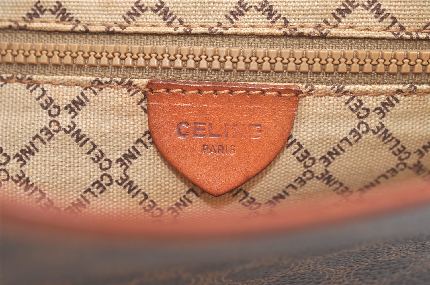 Authentic CELINE Macadam Blason Pattern Clutch Bag Purse PVC Leather Brown 2349K