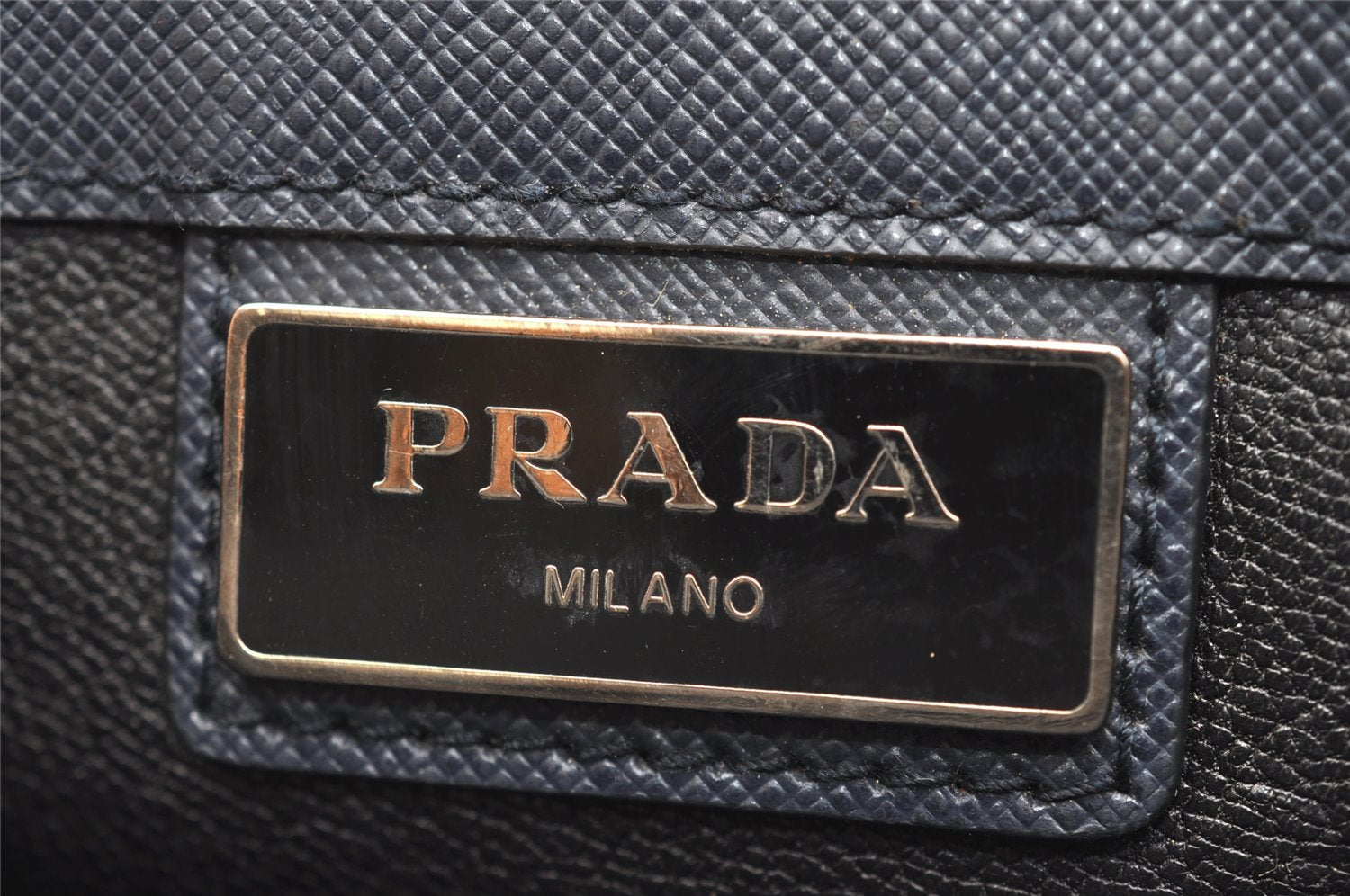 Authentic PRADA Saffiano Leather Nappa Vintage Clutch Hand Bag Purse Black 2350I