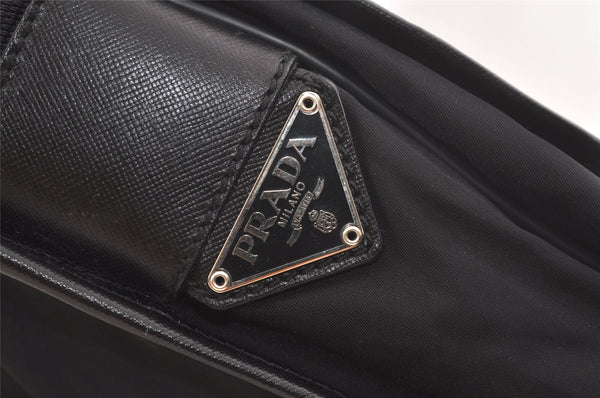 Authentic PRADA Nylon Tessuto Leather Shoulder Cross Body Bag Purse Black 2350K