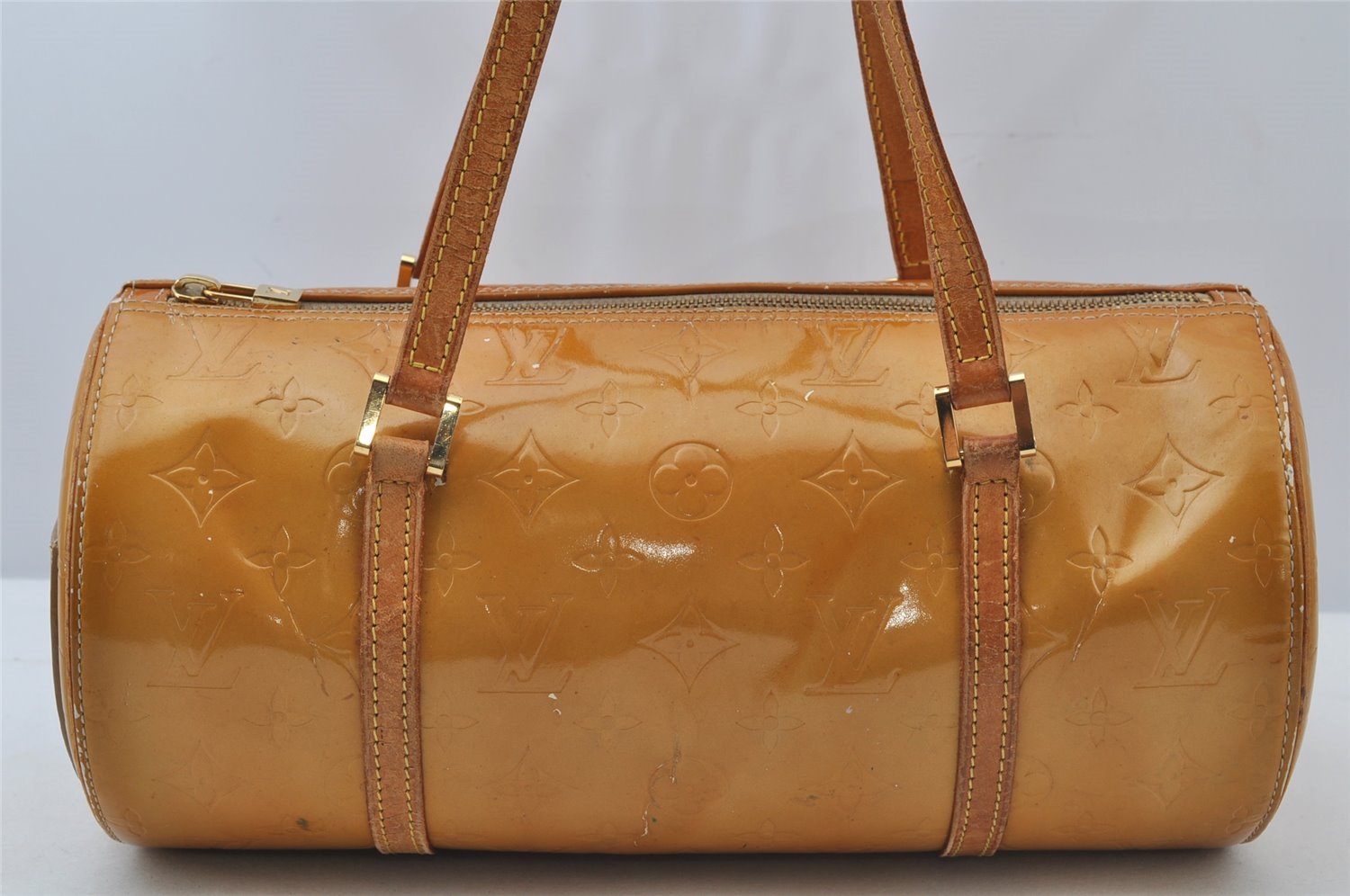 Authentic Louis Vuitton Vernis Bedford Hand Bag Yellow Beige M91006 Junk 2352J