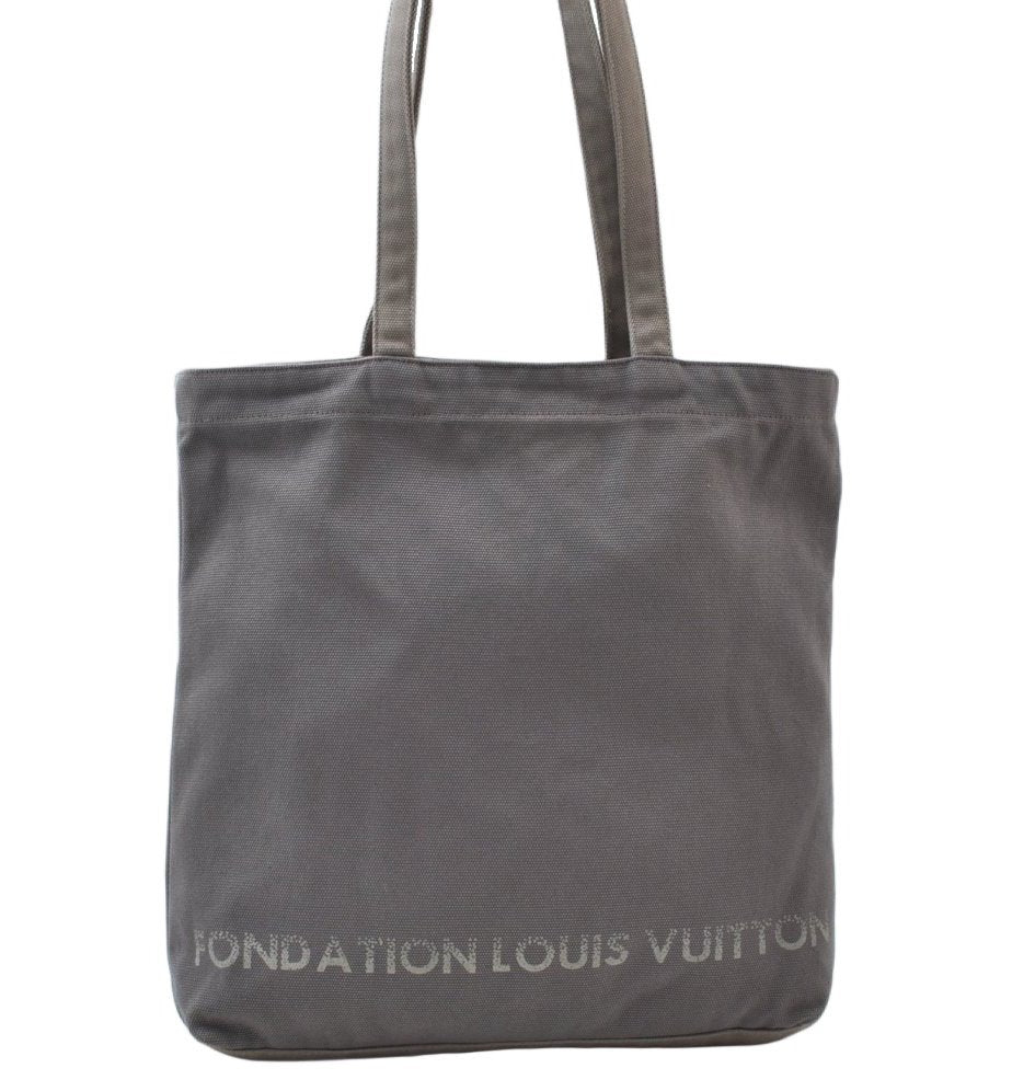 Authentic Louis Vuitton Fondation Exclusive Shoulder Tote Bag Canvas Gray 2354J