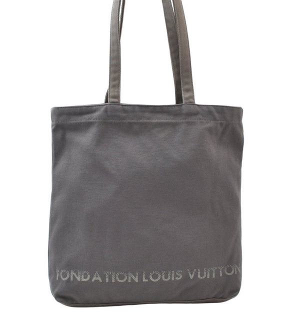 Authentic Louis Vuitton Fondation Exclusive Shoulder Tote Bag Canvas Gray 2354J