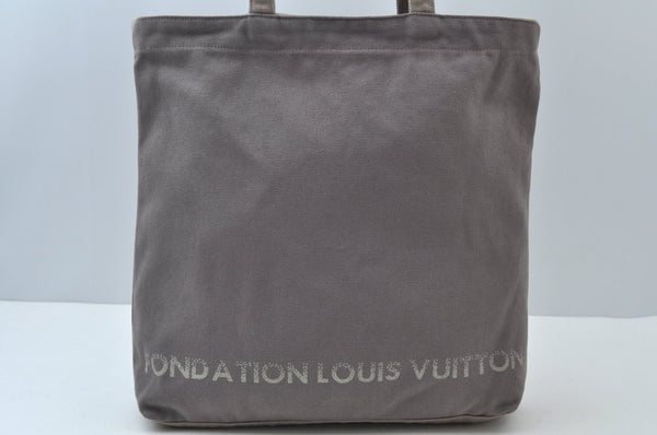 Authentic Louis Vuitton Fondation Exclusive Shoulder Tote Bag Canvas Gray 2354J