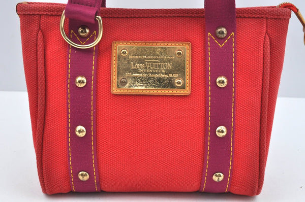 Authentic Louis Vuitton Antigua Cabas PM Hand Bag Red Purple M40037 LV 2358J
