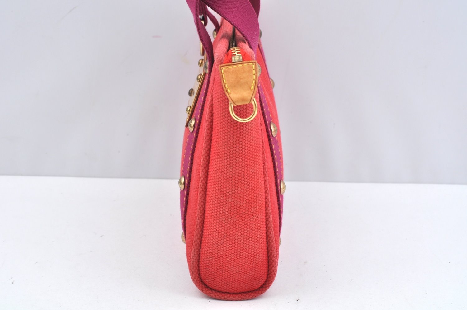 Authentic Louis Vuitton Antigua Cabas PM Hand Bag Red Purple M40037 LV 2358J
