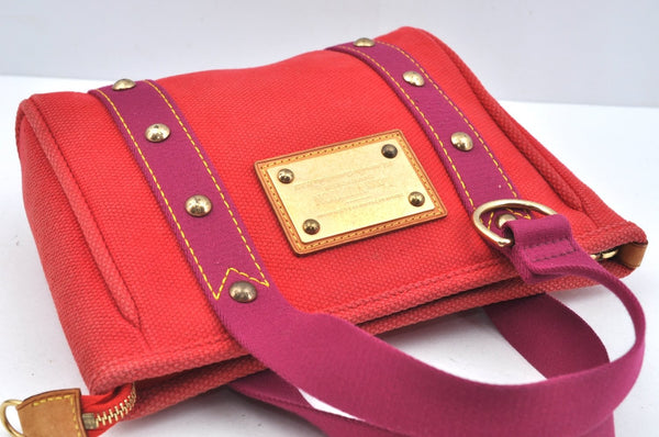 Authentic Louis Vuitton Antigua Cabas PM Hand Bag Red Purple M40037 LV 2358J