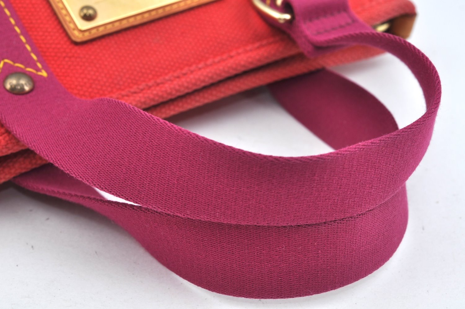 Authentic Louis Vuitton Antigua Cabas PM Hand Bag Red Purple M40037 LV 2358J