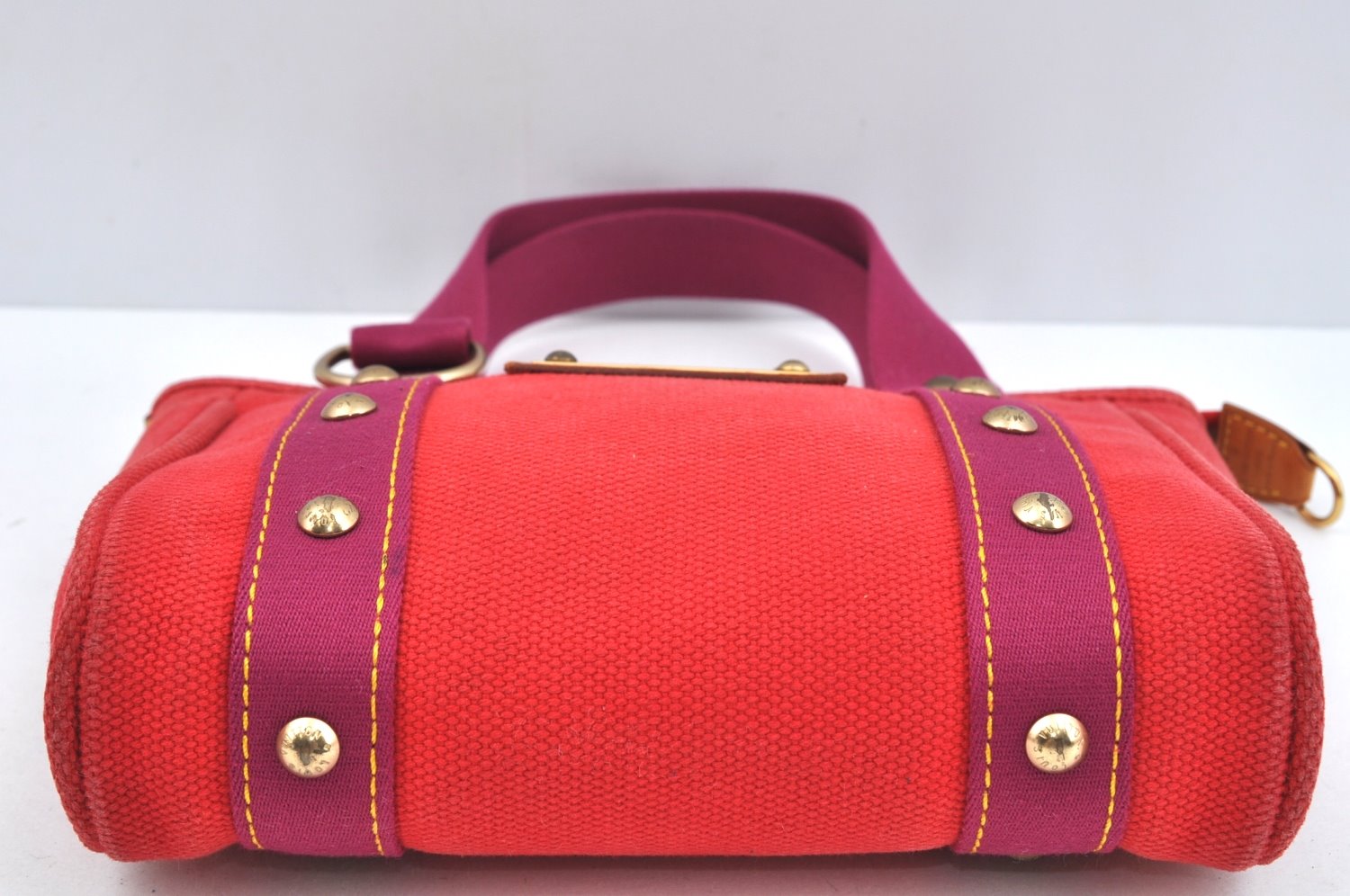 Authentic Louis Vuitton Antigua Cabas PM Hand Bag Red Purple M40037 LV 2358J