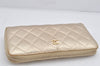 Authentic CHANEL Calf Skin Matelasse Long Wallet Purse CC Logo Gold 2359K