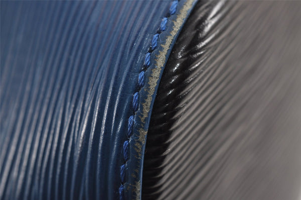 Authentic Louis Vuitton Epi Petit Noe Bi-color Blue x Black Drawstring Bag 2360J