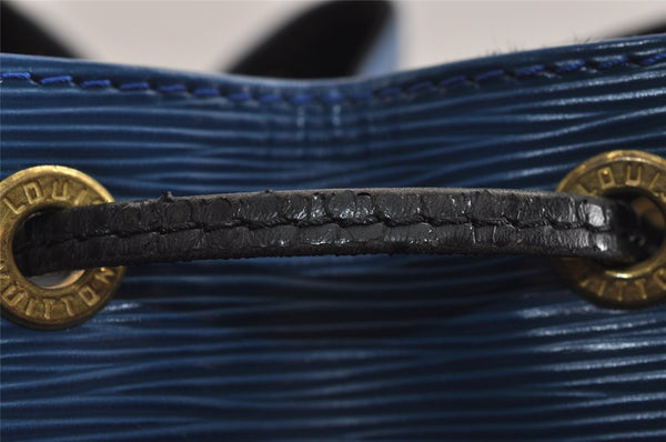 Authentic Louis Vuitton Epi Petit Noe Bi-color Blue x Black Drawstring Bag 2360J