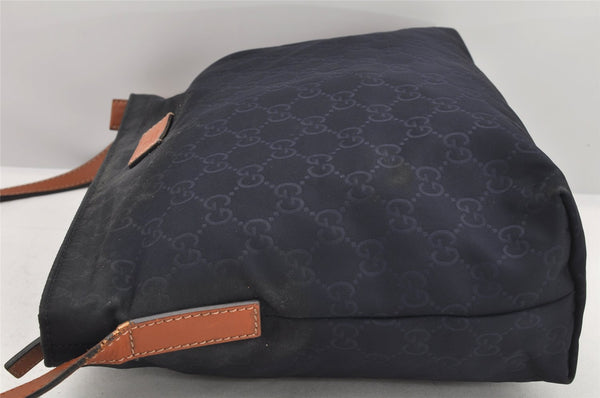 Authentic GUCCI Shoulder Cross Body Bag Purse GG Nylon Leather 314529 Navy 2360K